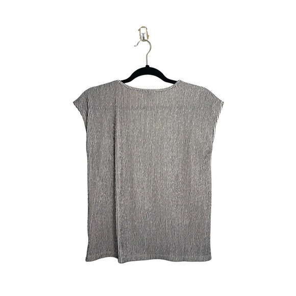 Ann Taylor Factory Cream & Black Striped Knot Hem Textured Top Small Women’s - Picture 5 of 10